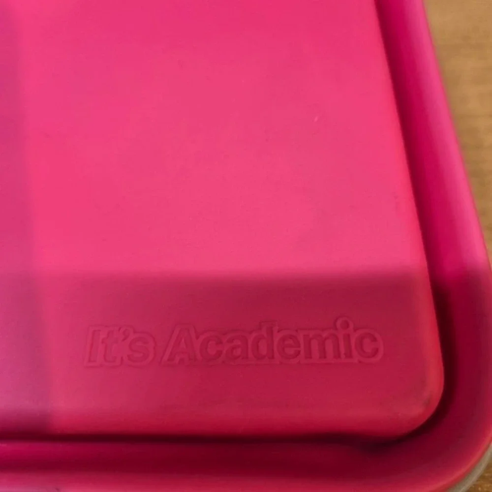 IT'S ACADEMIC Collapsible Pencil Pen‎ Case Box with Lid Flexi Storage Pink Gray